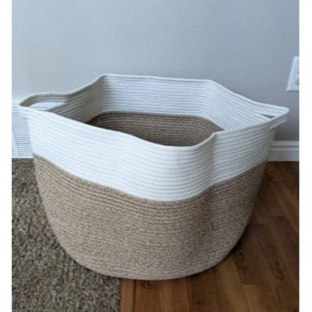 New Rope Storage Basket, 22" X 22" X 14" Extra Large Woven Baskets for Storage